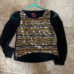 Copper key.  Sequin shirt.  Size s7/8